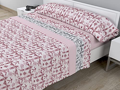 Cabello Textil Hogar - Juego de sábanas térmicas de Pirineo - 3 Piezas - 110 Gr/m2 - Mod. LICELIA (Rosa, Cama de 150 cm (150_x_190/200 cm))