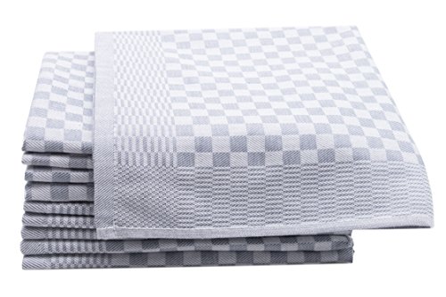 ZOLLNER 10 trapos de cocina de algodón a cuadros, 46x70cm, 220 g, gris