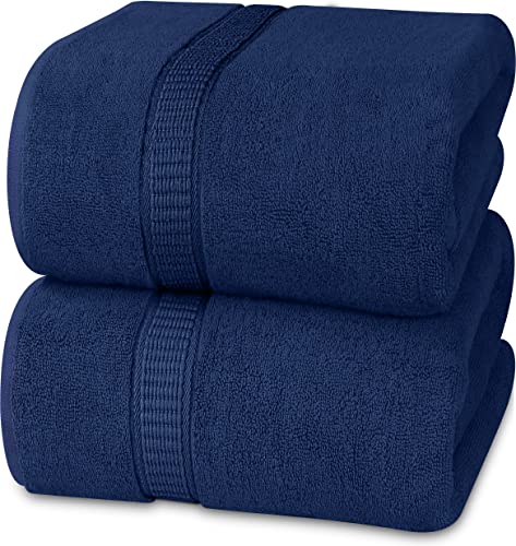 Utopia Towels - Lujosa Toalla de Baño Jumbo (90 x 180 CM, Azul Marino) - 100% Algodón Ring Spun Altamente Absorbente y de Secado Rápido - Sábana de Baño Súper Suave (Paquete de 2)