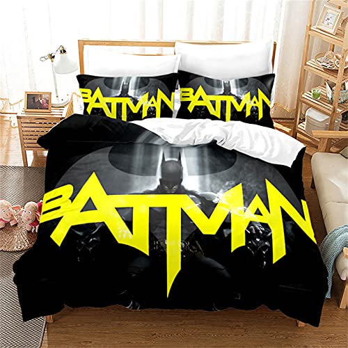 LKFFHAVD Batman Ropa de cama - Set de funda nórdica de superhéroe anime con funda de almohada, impresión 3D 100 % microfibra, funda de edredón para adolescentes y niñas (140 x 210 cm, 10)