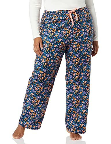 Amazon Essentials Pantalón para dormir de franela (disponible en tallas grandes) Mujer, Azul Marino Estampado Floral, 4XL Grande