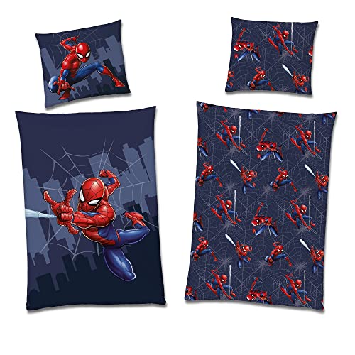 Spiderman Juego de ropa de cama reversible · 135 x 200 80 x 80 · 100 % algodón · Ropa de cama infantil para niñas y niños