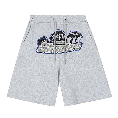 Pantalones Cortos Trapstar con Bordado de Toalla de Verano para Hombre, Trapstar London pantalones cortos de baloncesto para deportes al aire libre de verano para hombres ( Color : 111 gray , Tamaño :