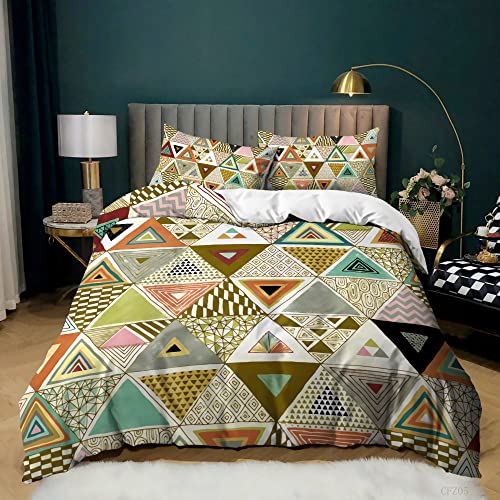 Juego Sábanas De Cama Estampadas 3 Piezas - Geometría Bohemia Ropa De Cama Bohemia Cubierta Nórdica Queen / King / Full / Twin Size Hotel Luxury Soft Microfiber Bedding Set Edredón Traje Para Ni