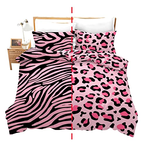 Homemissing Juego de cama estampado de leopardo, 220x240 cm, juego de rayas cebra, funda nórdica para Safari Fauna, piel sintética, textura de piel animal, decoración de dormitorio