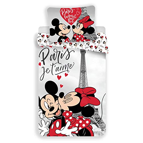 Juego de funda de edredón de Minnie y Mickey Mouse Paris Place To Be 100% algodón
