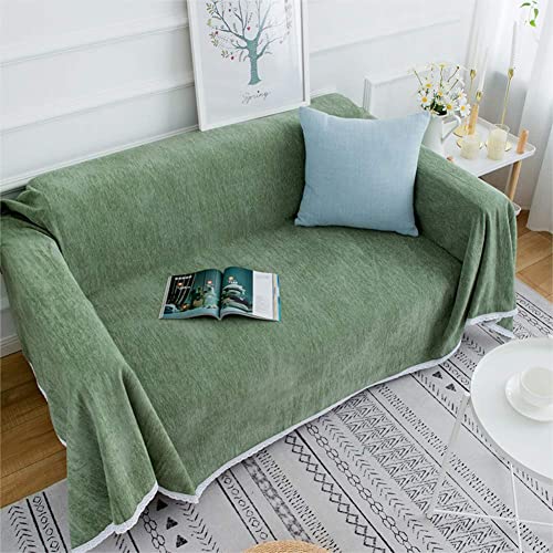 Couch Cover Nordic Solid Color Sofa Cover Anti-wrinkling Cotton Linen Slipcover Sofa Universal Decorative Couch Cover M 180x260cm(71x102inch) (H 180x300cm(71x118inch))