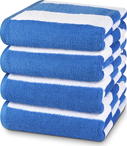 Utopia Towels - Toallas de Playa a Rayas Cabana Paquete de 4 (76x152cm) 100% Algodón Hilado en Anillos Toallas de Piscina Grandes, Suaves y de Secado Rápido (Azul)