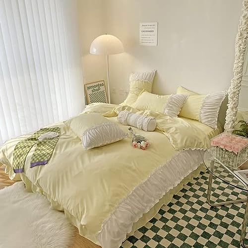meifi INS - Juego de sábanas para cama de aire con diseño de princesa floral francesa de cuatro piezas, funda de edredón y amplificador, 2 fundas de almohada y sábana de amplificador
