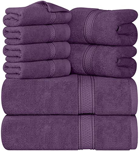 Utopia Towels - Juego de Toallas Premium de 8 Piezas; 2 Toallas de baño, 2 Toallas de Mano y 4 toallitas - Algodón - Calidad del Hotel, súper Suave y Altamente Absorbente (Ciruela)