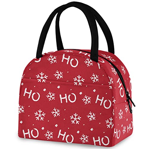 Bolsa de almuerzo reutilizable con diseño de copo de nieve de Navidad, Papá Noel, risa, con bolsillo frontal aislado, cierre de cremallera térmica, bolsa de contenedor para el trabajo escolar, picnic,