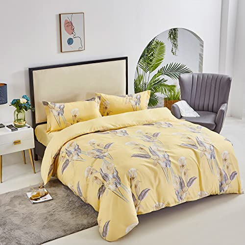 DALINA TEXTIL S.L Fundas Nórdicas Cama 150CM Estampada 4 Piezas - Fundas Poliéster Nórdico 220x230cm con 2 Fundas de Almohada 45x70cm y Bajera Ajustable 150x190x20cm, Patrón Moderna de Poliéster