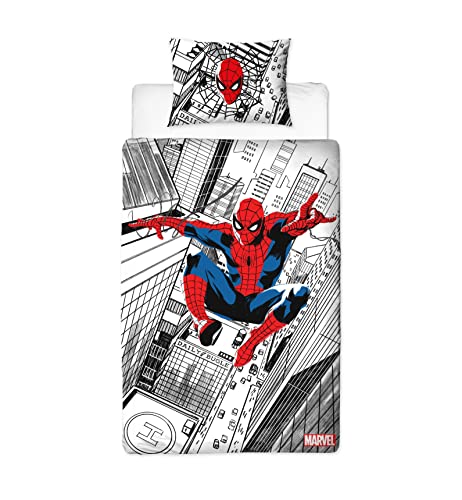 Disney Juego de Funda de edredón Oficial de Spiderman Ultimate Kids | Ropa de Cama Reversible de 2 Caras Incluye Funda de Almohada a Juego | Diseño de Alturas | Juego de Cama Individual