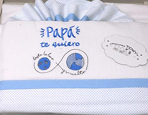 Danielstore Bebé Juego de Sábanas Franela Cuna Bebé 60x120 cm Fabricado en España (Papa tq Azul)