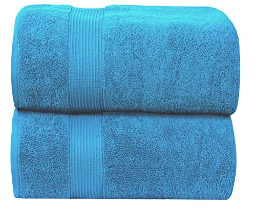 Juego de toallas de baño extragrandes (90x180 cm, paquete de 2) 100% algodón, súper suaves, de calidad de hotel, 600 g/m², hiladas en anillo, absorbentes, toallas de baño (verde azulado)