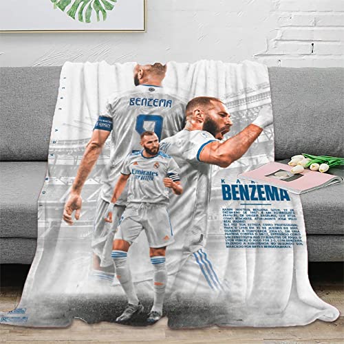 BIVEE Karim Benzema - Manta Estampado 3D Real Madrid para Un Estilo Elegante Y Moderno - Ideal para Todas Las Estaciones del Año 50x60inch(127x152cm)