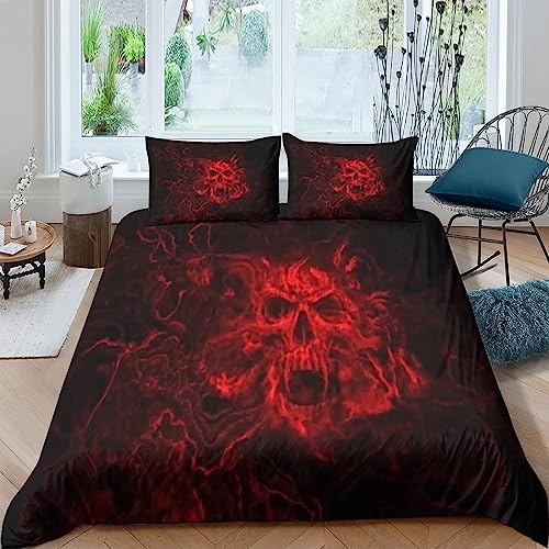 Skull Pattern Juego De 3D Edredón Ropa De Cama De Skeleton Collection Funda De Almohada De Nórdica De con Cremallera Suave Y Agradable Microfibra para Ni?as Y Ni?os King（220x240cm）