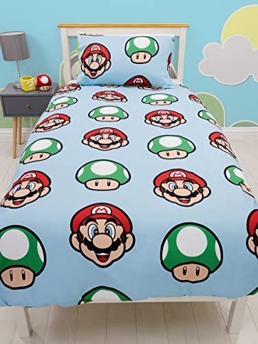 SUPER MARIO BROS Juego de Funda nórdica Individual para niños, Ropa de Cama de Juegos para niños