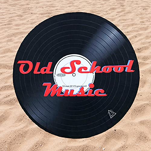 BE CRAZY THE BRAND Toalla de Playa Microfibra Forma de Vinilo Old School Music 148cm diámetro