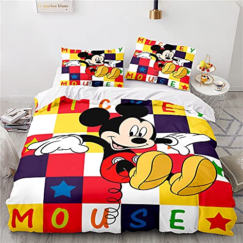 Agmdno Ropa de cama Mickey Mouse, funda de almohada de 80 x 80 cm, funda nórdica de 135 x 200 cm, ropa de cama de Navidad, 3 piezas (A1, 135 x 200 cm + 80 x 80 cm x 1)