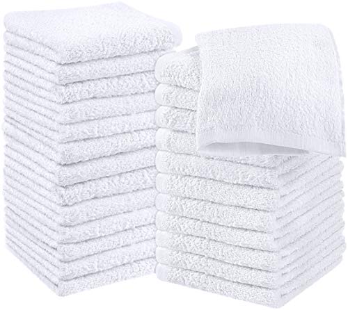 Utopia Towels - Juego de Toallas de Algodón - 100% Algodón Hilado en Anillos, Toallas Faciales De Primera Calidad, Muy Absorbentes Y Suaves (30 x 30 cm) (24 Paquetes, Blanco)