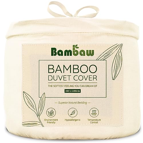 Bambaw – Funda Nordica Cama 180 (260x240 cm), 100% Bambú, Sábanas Antiácaros, Suaves y Transpirables para Verano e Invierno – Beige