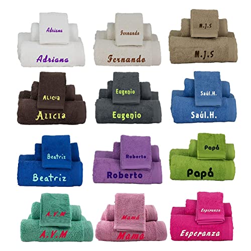 Toallas personalizadas bordadas con nombre. Juego 3 toallas