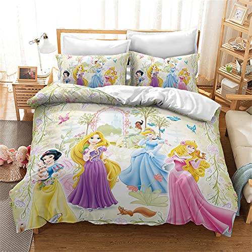 LKFFHAVD Disney Princess Juego de ropa de cama, para niñas y niños, microfibra rosa, funda de almohada de 50 x 75 + funda nórdica de 135 x 200 cm (135 x 200 cm, 3)