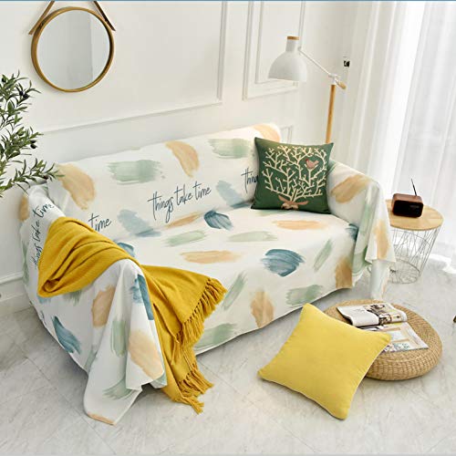 ZPEE Toalla de sofá de una pieza con estampado nórdico, fundas de sofá suaves y transpirables para sofá plegable, protector de sofá de poliéster B 180 x 230 cm
