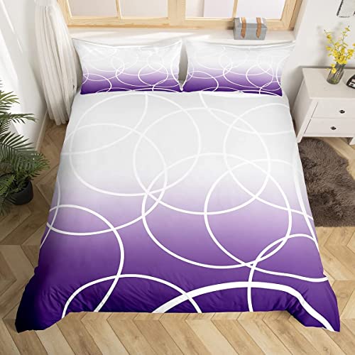 Funda Nordica Cama 90 Geometría, Funda Edredon Redondo Estampados 3D Juego de Ropa de Cama Violeta, Fundas Nordicas 3 Piezas Funda Nordico 135x200 cm con Cremallera