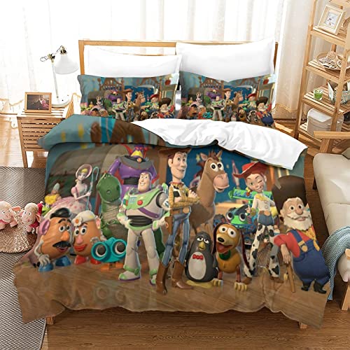 Toy Story Juego De Ropa De Cama Estampado 3D, Funda Nordica Microfibra Funda De Almohada ，Adecuado para Niños Y Niñas Single（135x200cm）