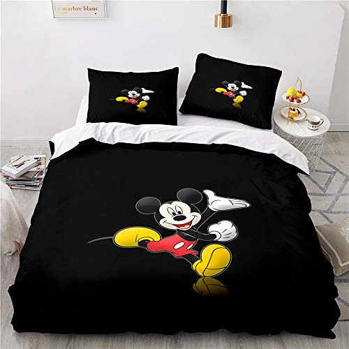Agmdno Mickey Mouse Juego de ropa de cama para niñas, 2 piezas, funda de almohada de 80 x 80 cm y funda nórdica de 135 x 200 cm (A2, 135 x 200 cm + 80 x 80 x 1)