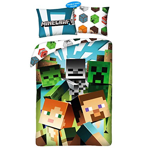 Halantex Minecraft Juego de Cama, Funda Nórdica, 140x200cm