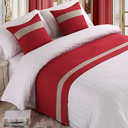 TTiiLoe Camino de cama para pie de cama, patrón de rayas, decoración roja, cubierta de protección de cama, bufanda de cama, toalla de cama, tapete de cama, 180 x 50 cm