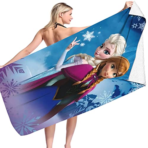 Ksopsdey 150x70cm Toalla de Playa de Microfibra, Adecuada para Mujeres Adultas y niños Vacaciones en la Playa, Toalla Viaje y Toalla Piscina, CARTOON Toalla de playa Frozen Disney Elsa Anna.