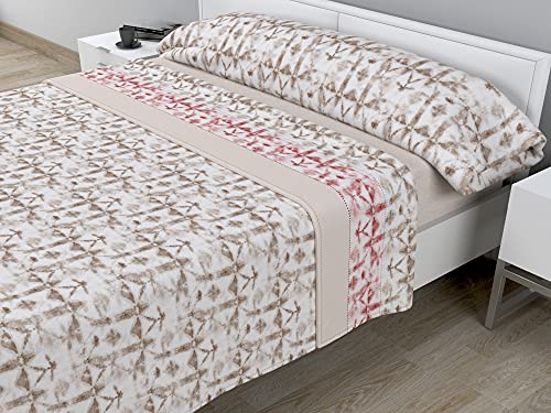 Cabello Textil Hogar - Juego de sábanas térmicas de Pirineo - 3 Piezas - 110 Gr/m2 - Mod. LICELIA (Beige, Cama de 105 cm (105_x_190/200 cm))