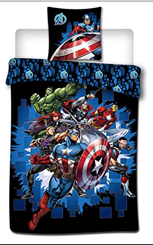 Comics Marvel Avengers - Juego de Cama (140 x 200 cm, 100% Microfibra)