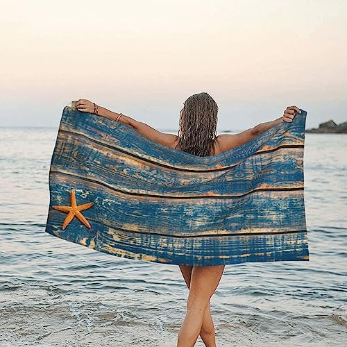 JCAKES Toalla de playa de madera vieja estrella de mar de verano toallas de baño de microfibra de secado rápido toallas manta súper absorbente suave 160 x 80 cm para natación, deportes, viajes