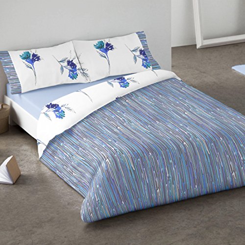 Burrito Blanco - Funda nórdica 684 Azul de cama de 90x190/200 cm