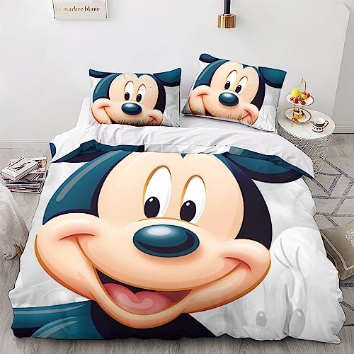 Mickey Mouse Impresas 3D Funda De Edredón con Fundas De Almohada Series de TV Juego De Sábanas Microfibra Suave 3 Piezas Cremallera Oculta para Niños Y Niñas Fundas Nórdicas Double（200x200cm）