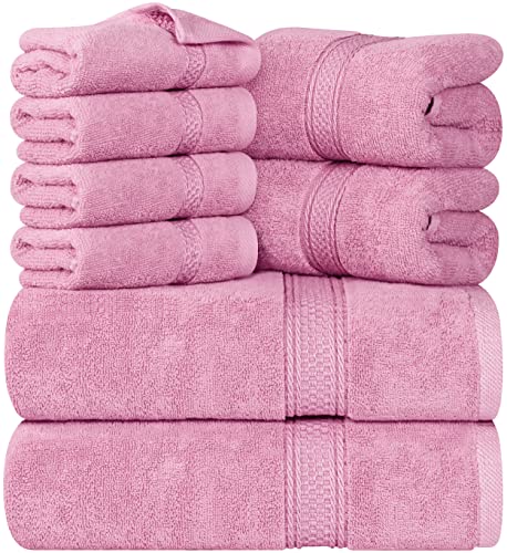 Utopia Towels - Juego de Toallas Premium de 8 Piezas; 2 Toallas de baño, 2 Toallas de Mano y 4 toallitas - Algodón - Calidad del Hotel, súper Suave y Altamente Absorbente (Rosa)
