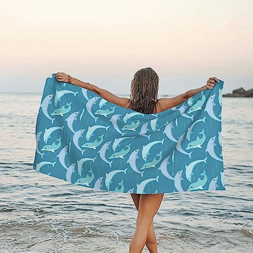 JCAKES Toalla de playa de microfibra con diseño de delfín, de secado rápido, súper absorbente, suave, 160 x 80 pulgadas, para natación, deportes, viajes