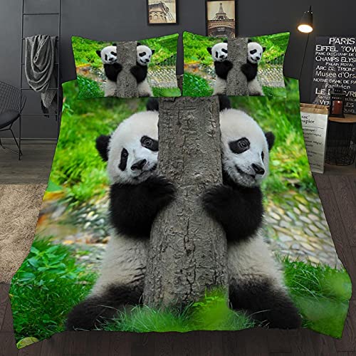 Impresión creativa en una funda nórdica de gran tamaño. 260x240 cm Panda animal Juego de ropa de cama Ropa de cama para adolescentes Sábana para niños Funda de almohada Juegos de funda nórdica para ni