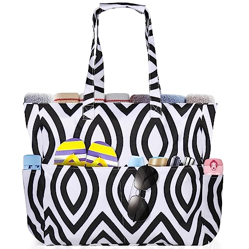 GuKKK Bolsa de Playa, Bolsa de Playa para Mujer, Bolso de Playa Grande Impermeable con Cremallera, Bolso Grande con Asa de Cuerda, Niña Mujer Bolsas de Viaje Bolsos, para Playa, Compras (09)