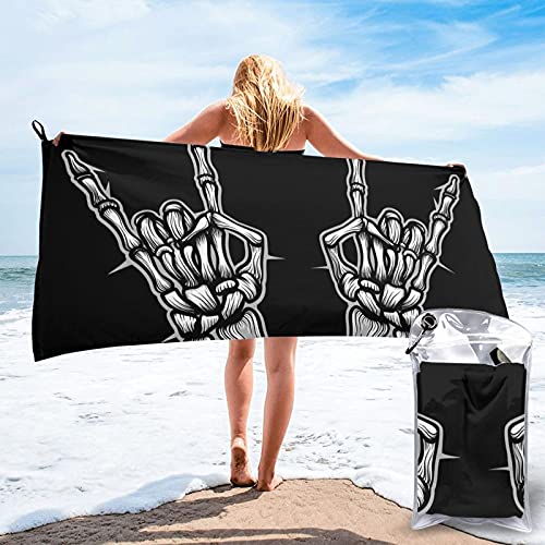 mengmeng Roca cuerno signo esqueleto manos secado rápido toalla para deportes gimnasio viajes yoga camping natación super absorbente compacto ligero toalla de playa
