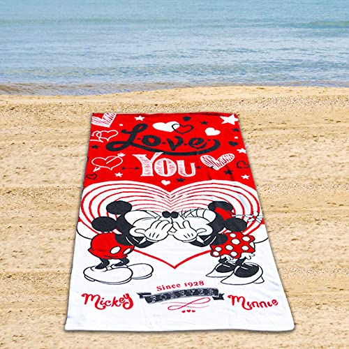Toalla de Playa Minnie & Mickey Mouse - Toalla de baño Extra Suave con Microfibra, 140 x 70 cm. Producto Oficial Disney