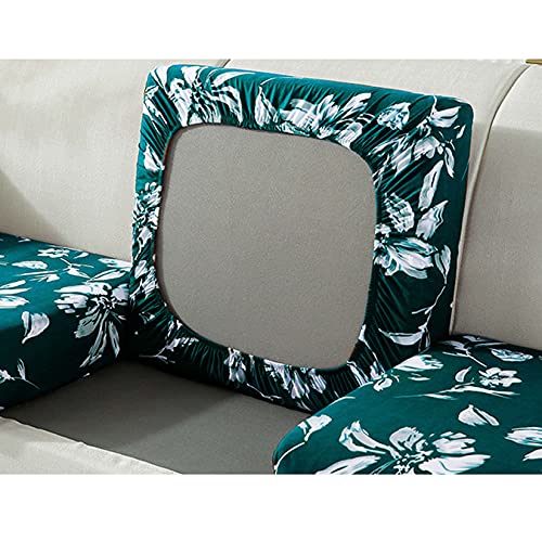 Elástica Funda Para Asientos De Sofá, Estampado Funda De Cojín De Asiento Resistente Al Desgaste Tela De Spandex Fundas De Cojín Lavable Protector De Cojin De Asiento-Verde oscuro-Chaise longue