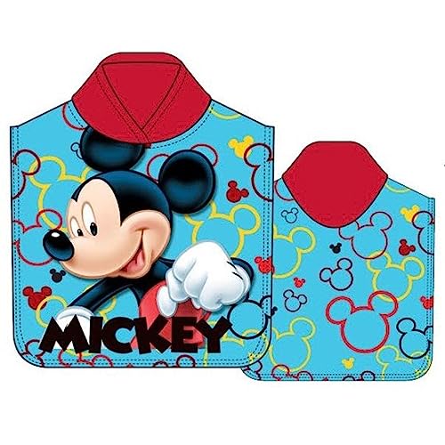 Toalla de Poncho para Playa y Piscina Infantil de Licencia Oficial (Mickey Mouse B)