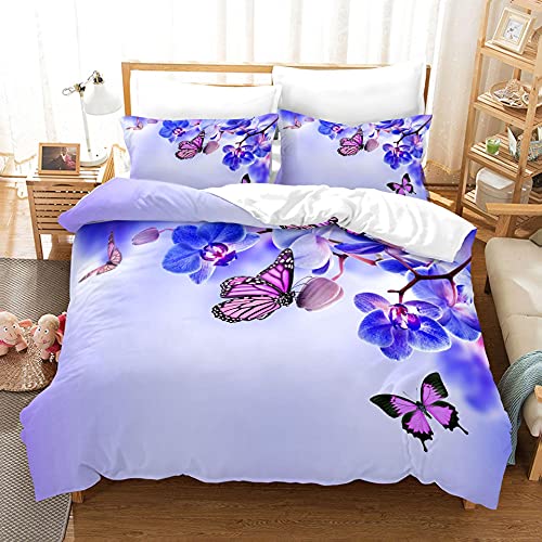 La Ropa de Cama 3D es súper Suave y cómoda. 240x220 cm Mariposa Flor Juegos de Cama 3D Funda nórdica Twin Single Double Queen King Ropa de Cama 3pcs