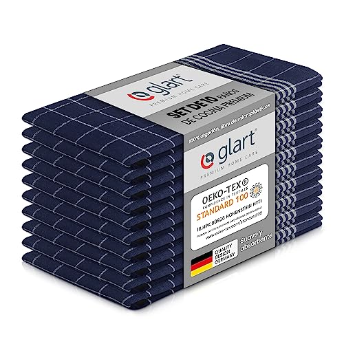Glart 48BI2 - Paños de cocina (10 unidades, 50 x 70 cm, 100% algodón, con certificación Oeko-Tex® Standard 100), color azul
